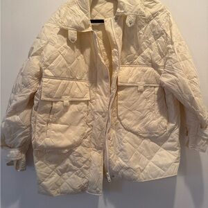 Anthropologie Off-White Quilted Puffer Jacket